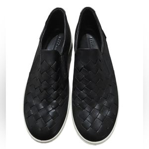 Black Woven Slip-On Women's Shoes